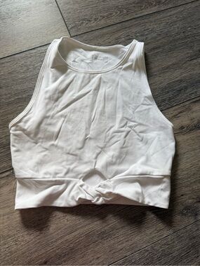 Knot-Front White Crop Tank Top for Women